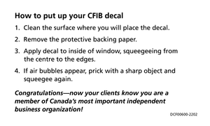 CFIB MEMBER DECAL - NO SPECIFIC NUMBER OF YEARS